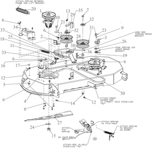 Deck Diagram and Parts List for XT2-LX42KW (13AGA1TEA10)(2021) Cub Cadet Lawn Tractor